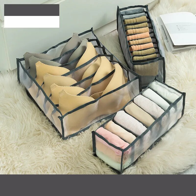 Clean and hygienic jeans compartment storage box grey 3pcs