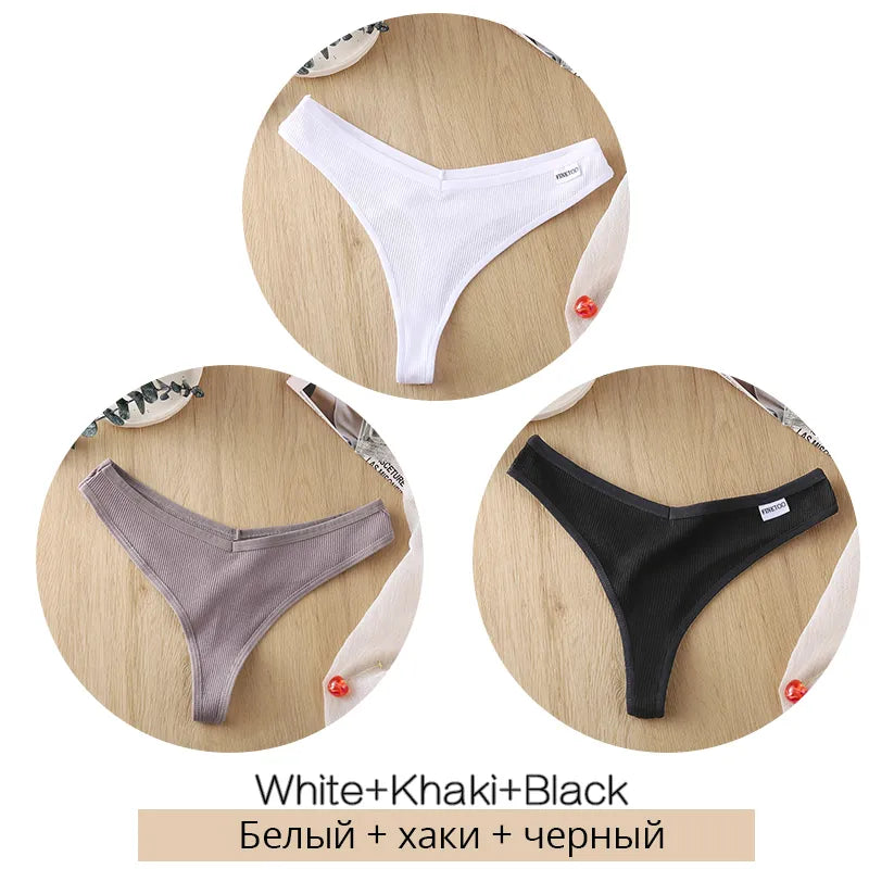 3Pcs/Set Women Cotton Thongs Panties Set 17