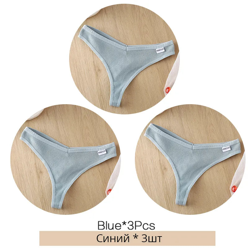 3Pcs/Set Women Cotton Thongs Panties Set 27