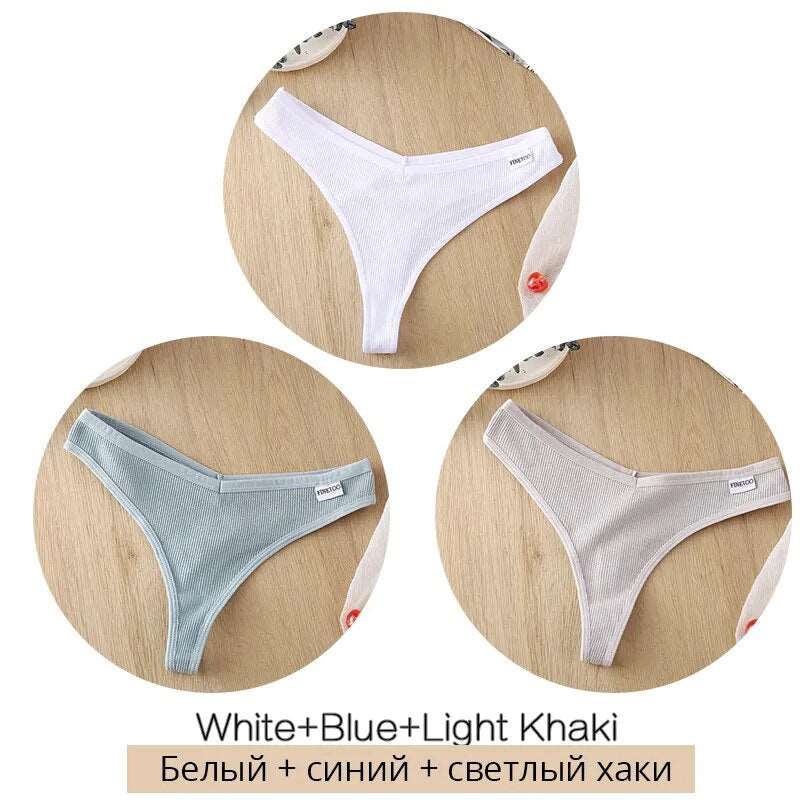 3Pcs/Set Women Cotton Thongs Panties Set 12