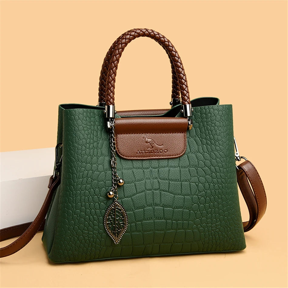 3 Layers pu leather animal texture handbag