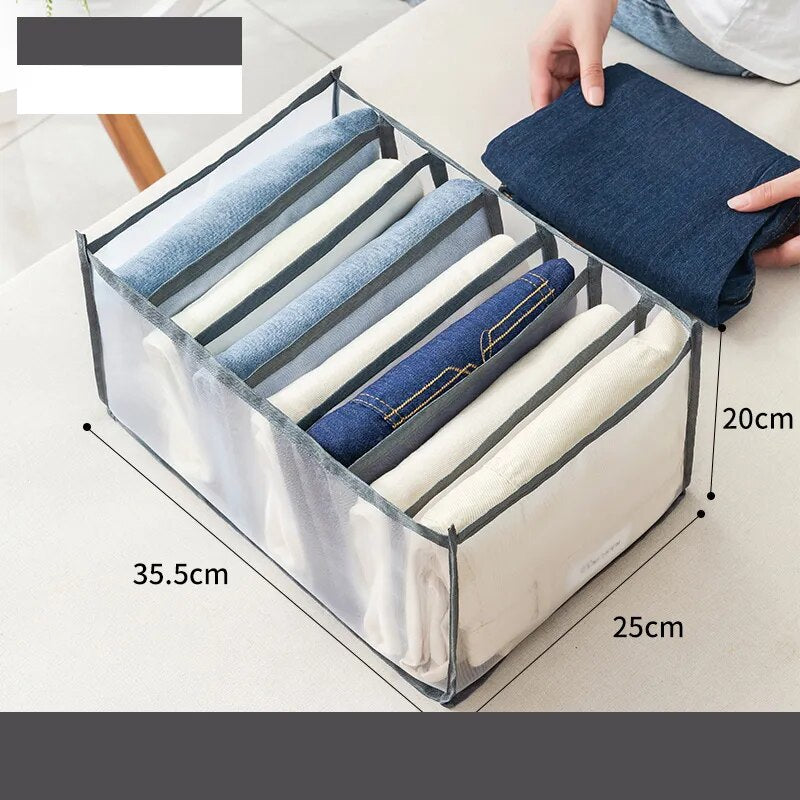 Clean and hygienic jeans compartment storage box grey Jeans storage