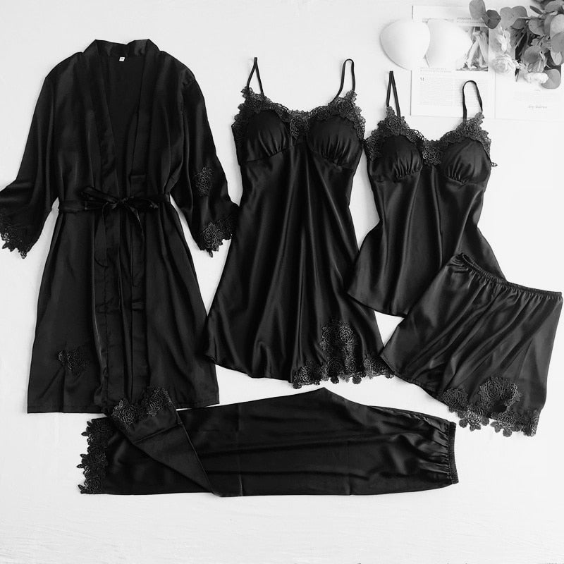 Satin pyjamas set Black Set - B