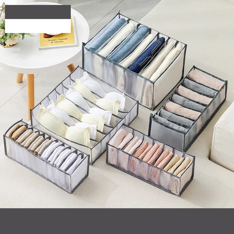 Clean and hygienic jeans compartment storage box grey 5pcs