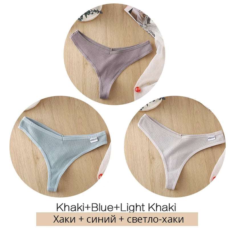 3Pcs/Set Women Cotton Thongs Panties Set 8