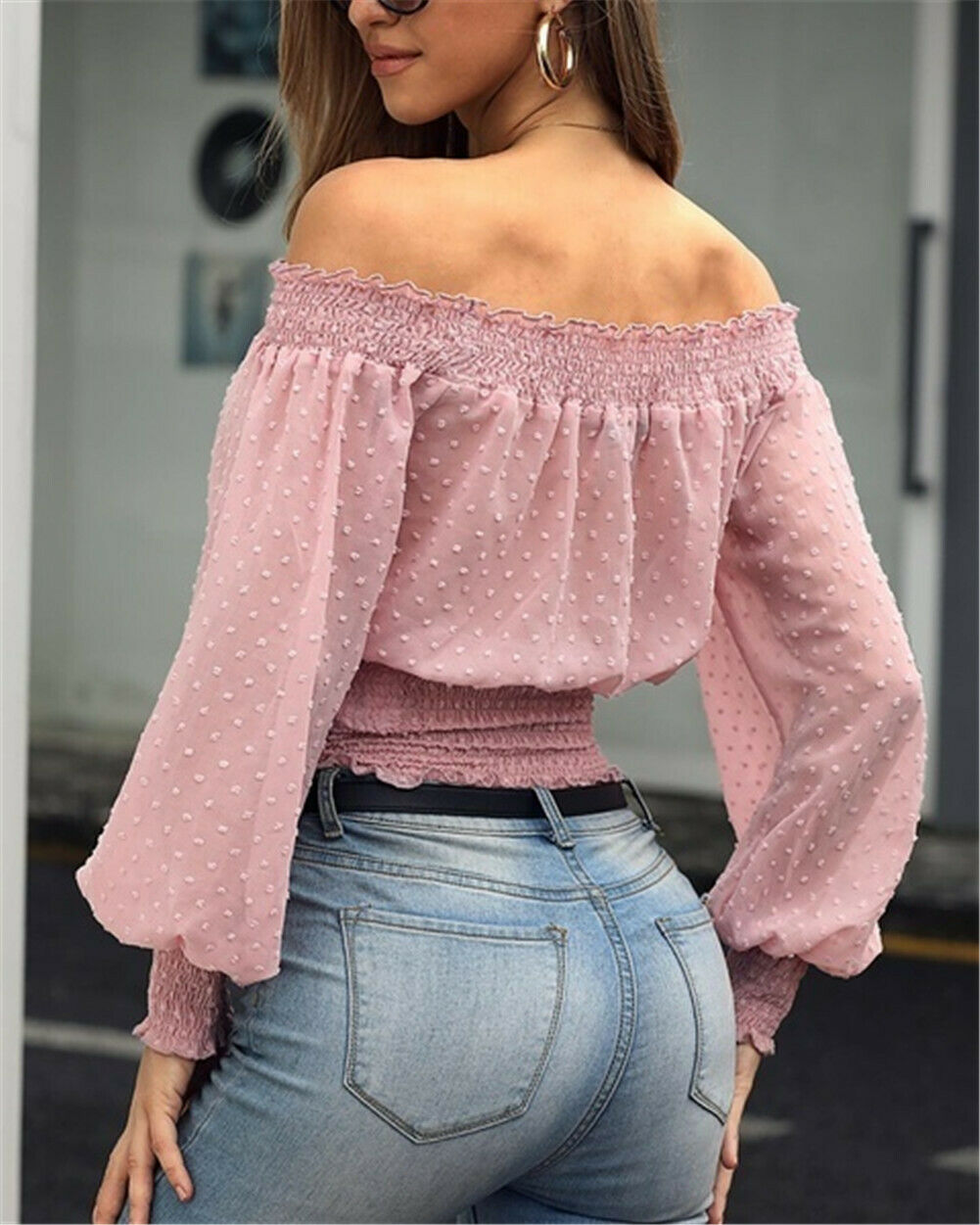 Women Long Sleeve off shoulder blouse top