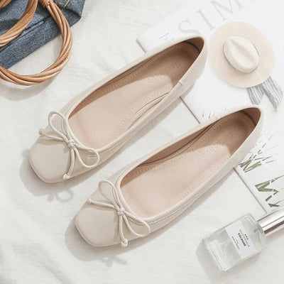 Bow Ballet Flats for Women apricot