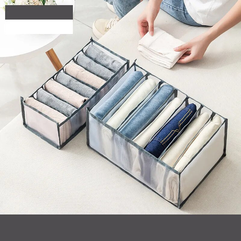 Clean and hygienic jeans compartment storage box grey 2pcs