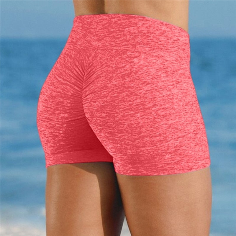 Women Solid Color Slim Shorts Red