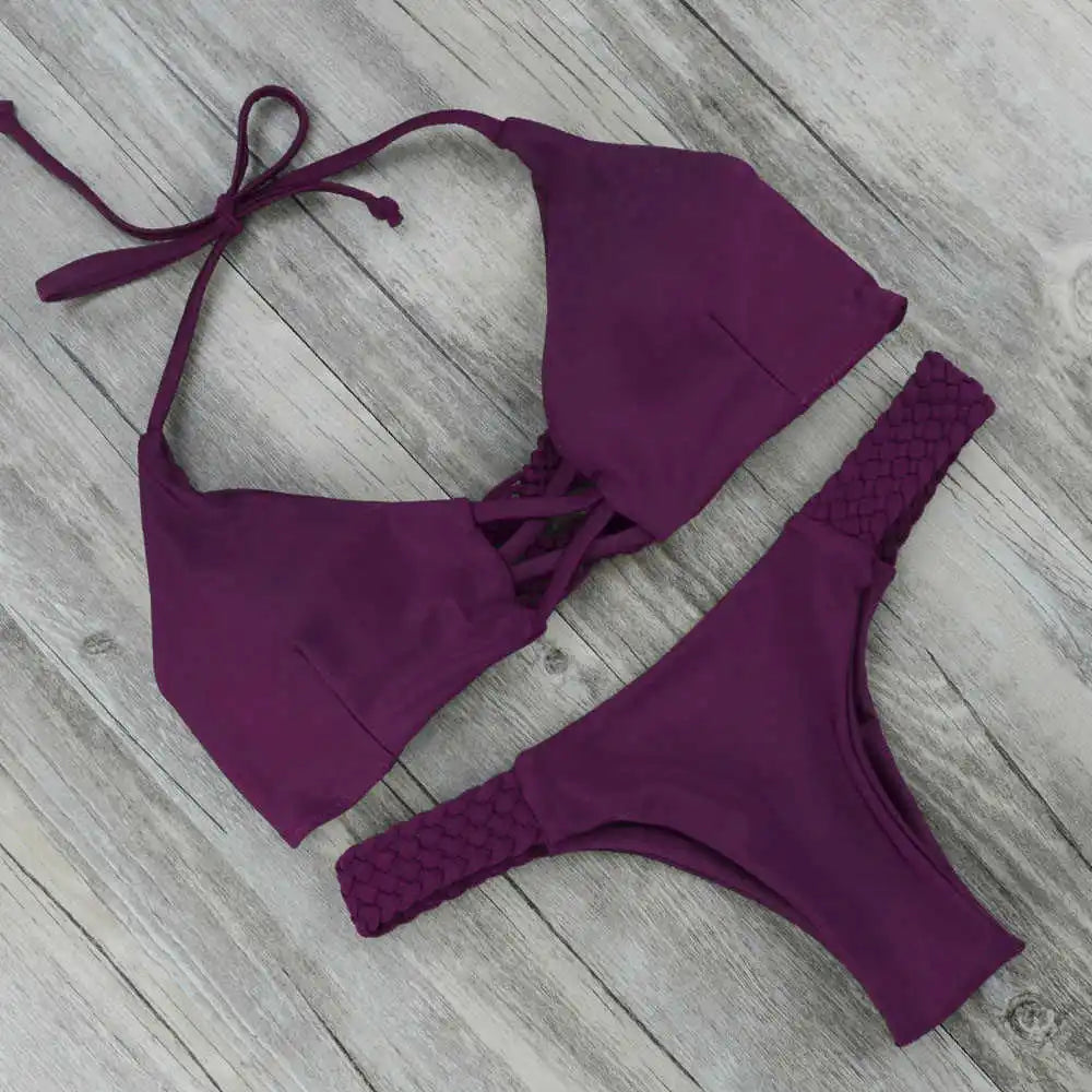 New Women Micro Bikini purple Set