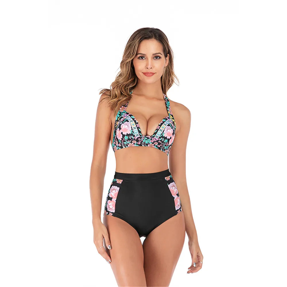 High Quality High Waist Women Print Swimwear