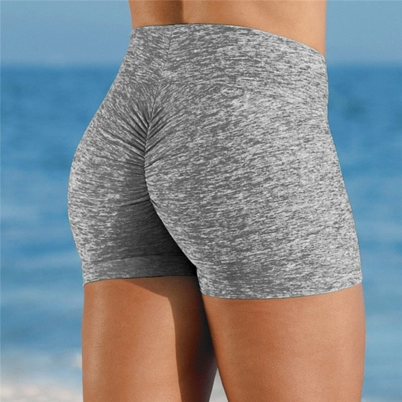 Women Solid Color Slim Shorts Gray