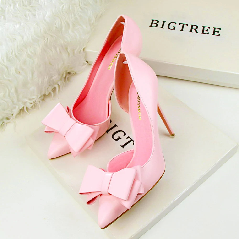 Bow pointed Stiletto high Heel Shoes