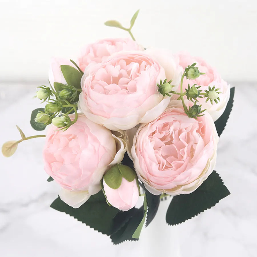 30cm Rose Pink Silk Peony Artificial Flowers Pink Champagne