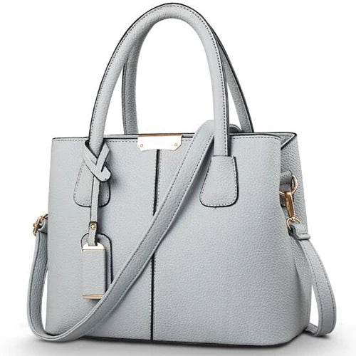 PU Leather shoulder crossbody Handbag light gray 29.5x13x21.5cm