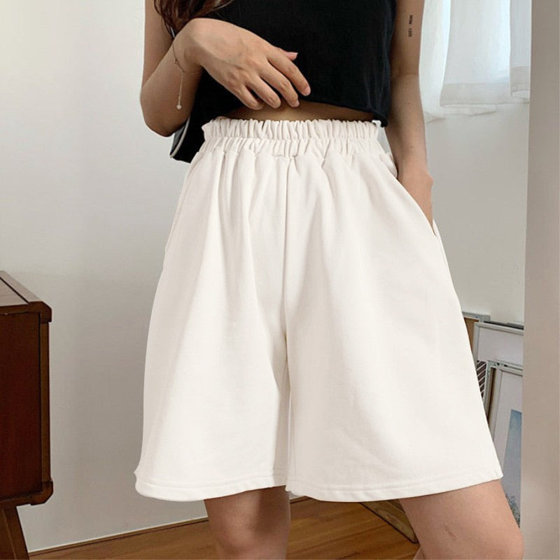 Women Elasticity Lovely Girls Korean Style Trousers white