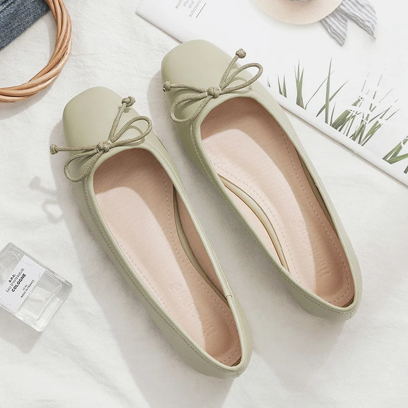 Bow Ballet Flats for Women light green