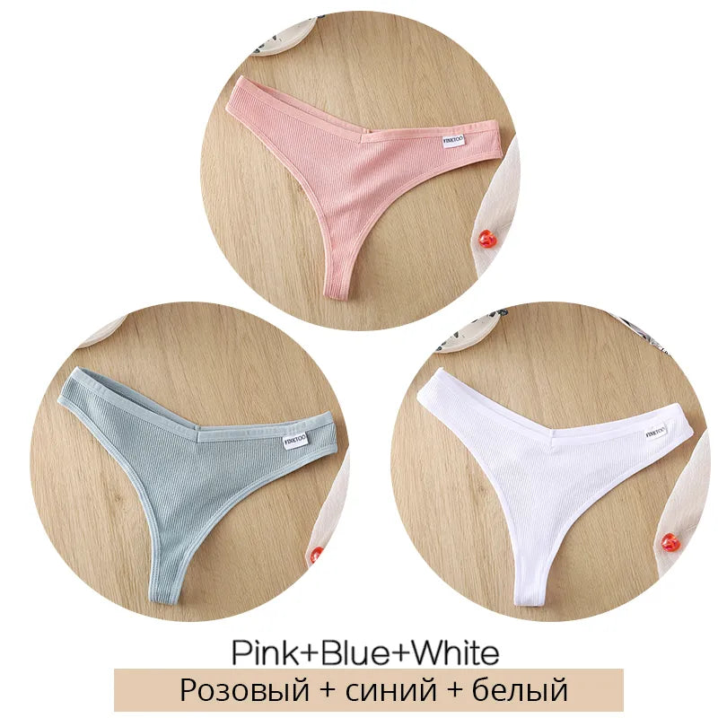 3Pcs/Set Women Cotton Thongs Panties Set 16