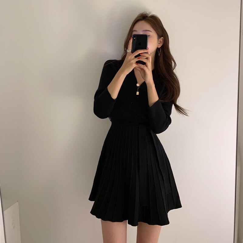 Wrap belt Knitted Dress