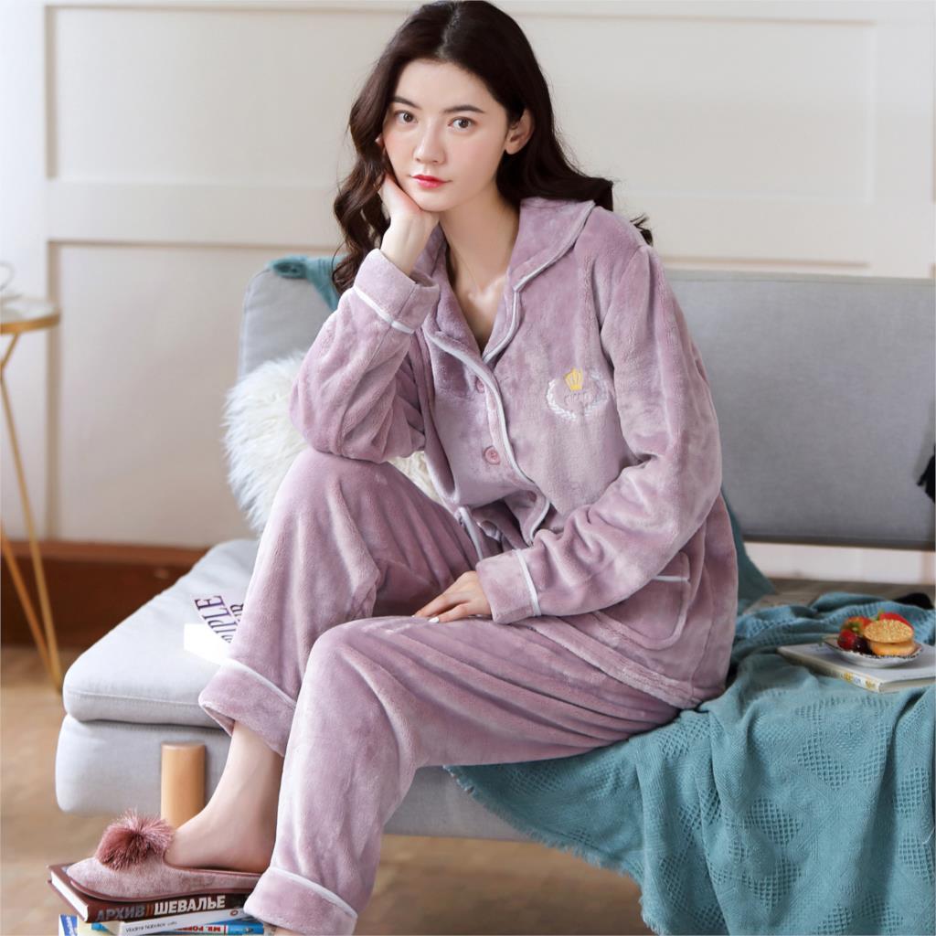 Women Warm Soft Pyjamas Set