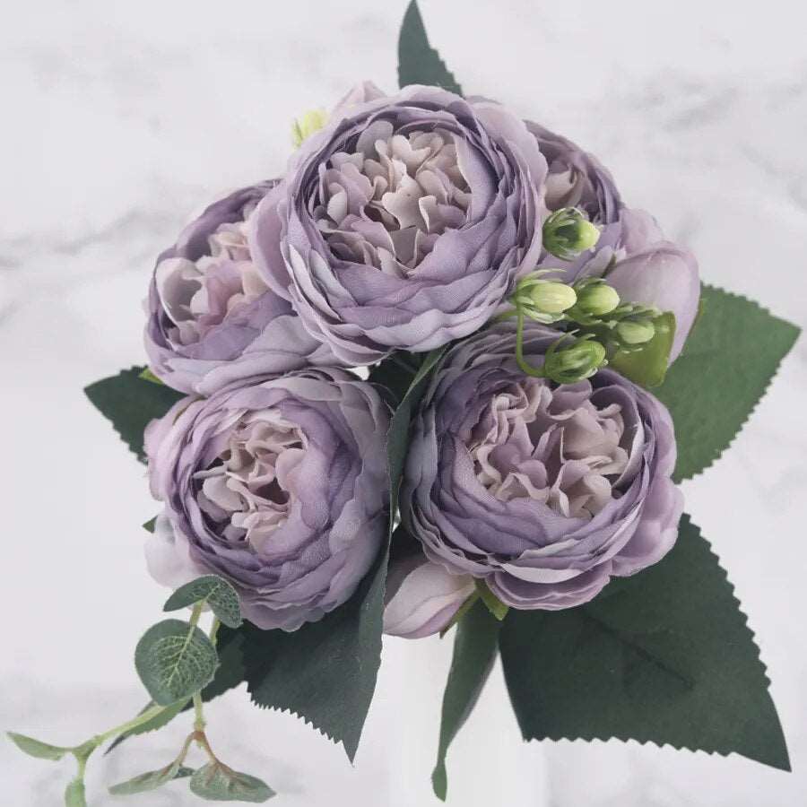 30cm Rose Pink Silk Peony Artificial Flowers Light Purple