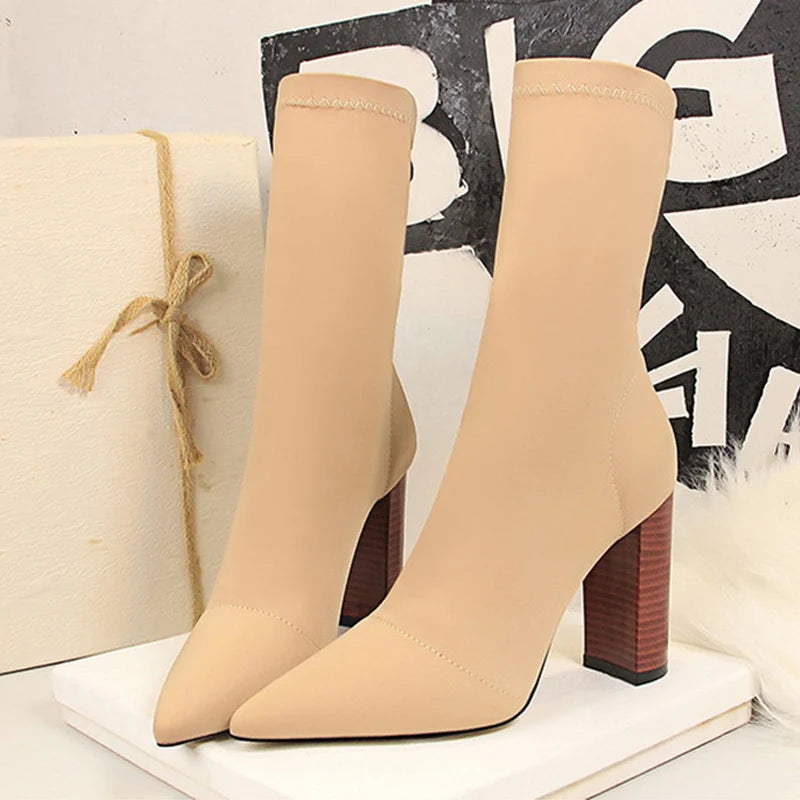 Women Ankle Square High Heels