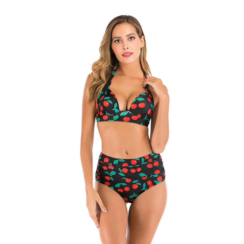 New Plus Size Bikini Women Solid Swimwear