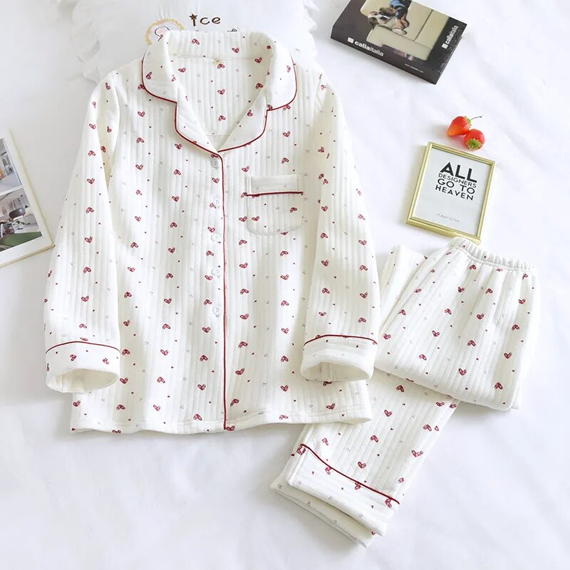 latest Cute heart print Pyjamas Set