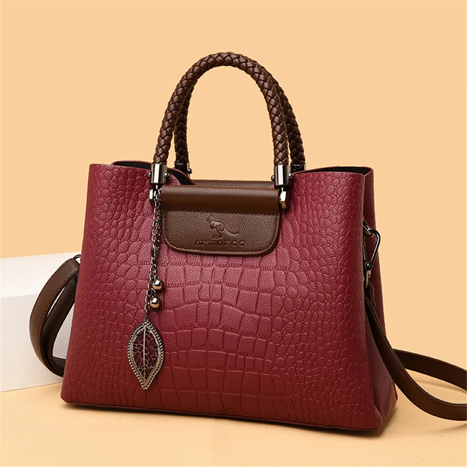 3 Layers pu leather animal texture handbag