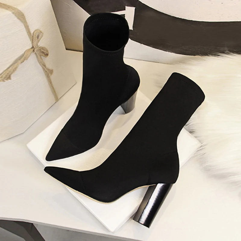 Women Ankle Square High Heels