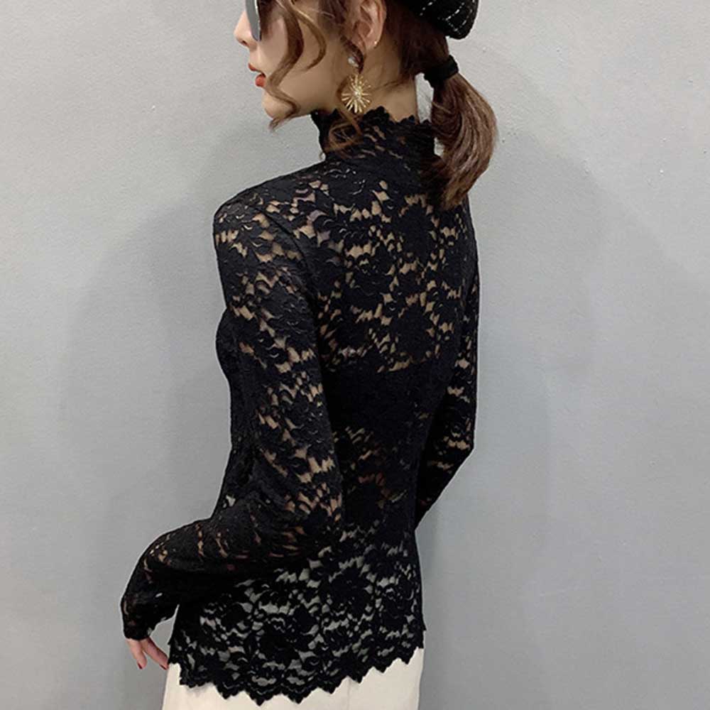 Turtleneck Long Sleeve Lace Top