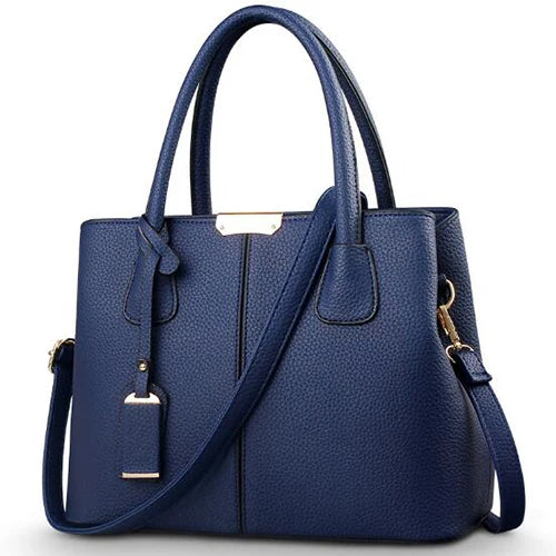 PU Leather shoulder crossbody Handbag dark blue 29.5x13x21.5cm