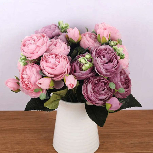 30cm Rose Pink Silk Bouquet Peony Artificial Flowers