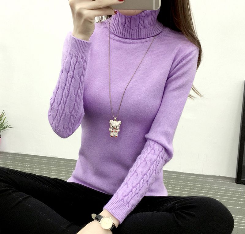 Women turtle neck knitted Sweater Top