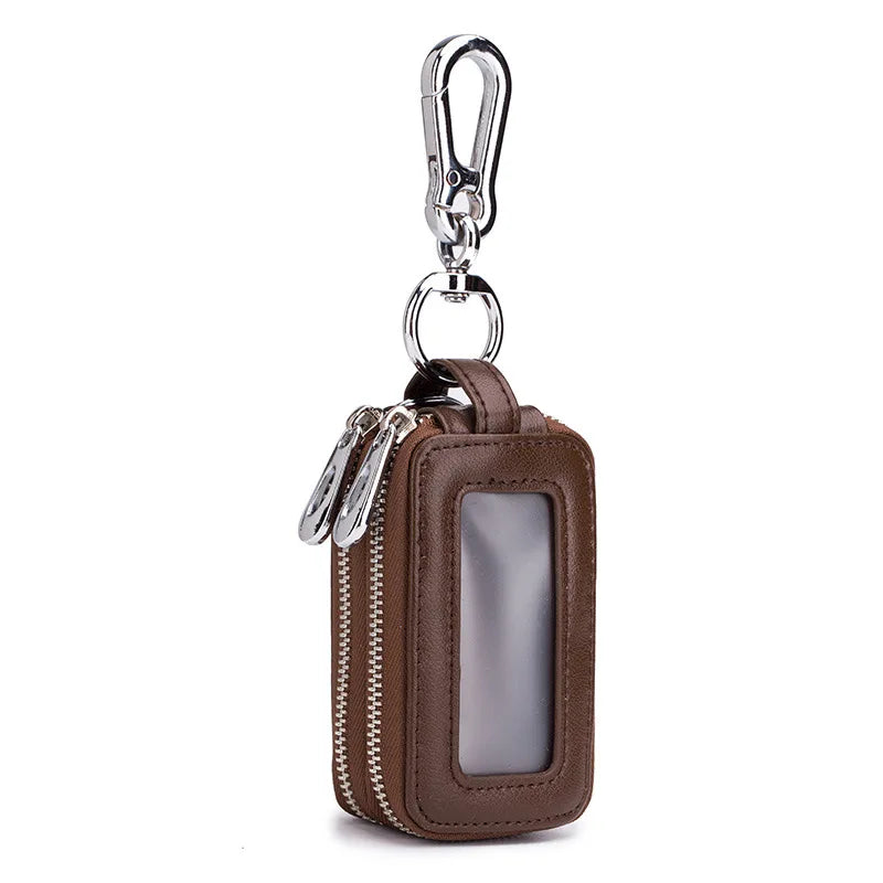 Genuine Cow Leather Car Keys Bag Brown