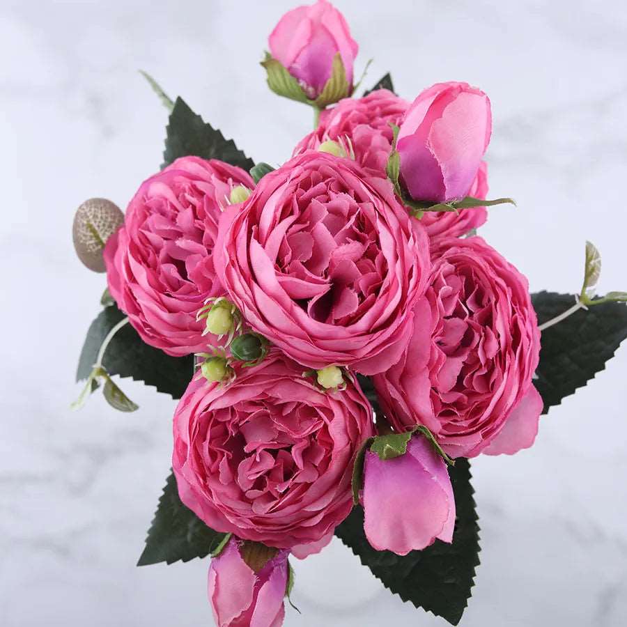 30cm Rose Pink Silk Peony Artificial Flowers Red