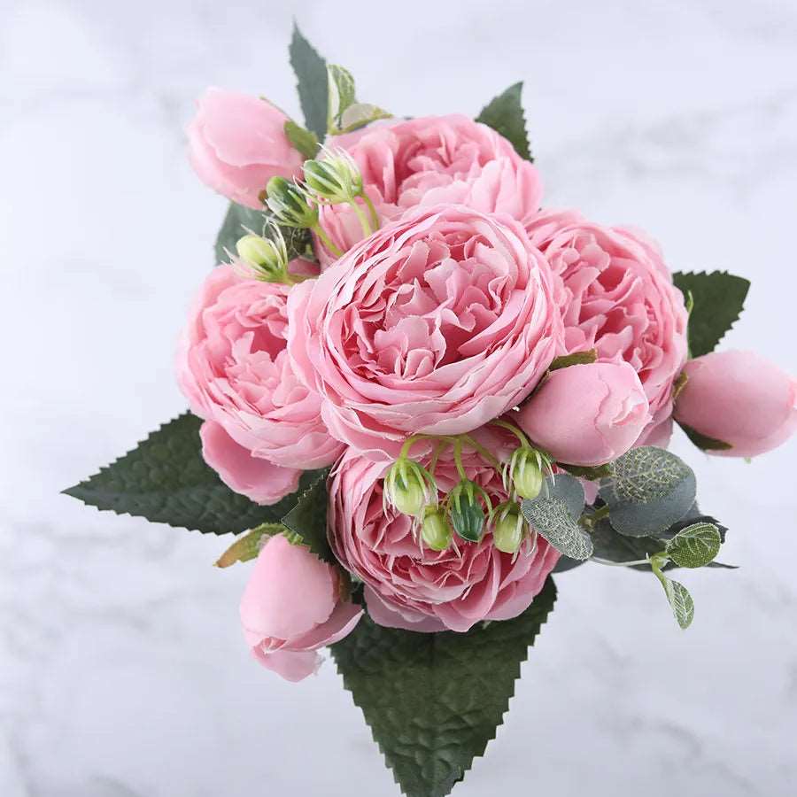 30cm Rose Pink Silk Peony Artificial Flowers Pink