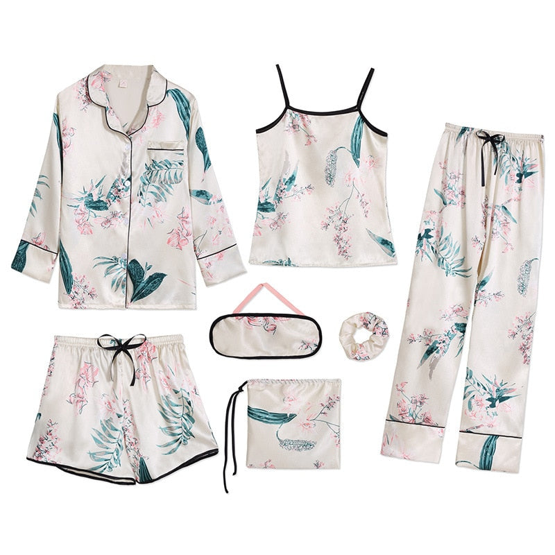 Women's 7 Pieces Pink Pajamas Sets