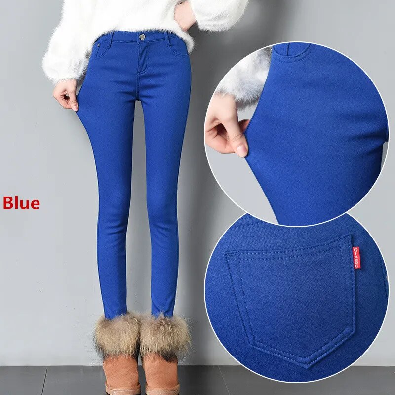 Women Winter Warm Skinny Femme Trousers