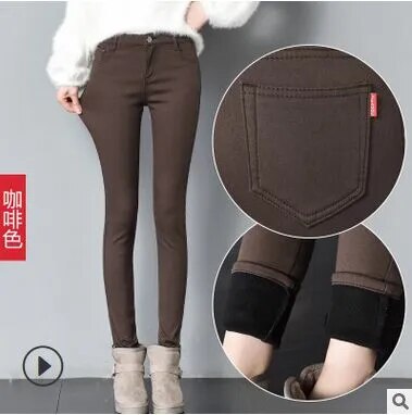 Women Winter Warm Skinny Femme Trousers