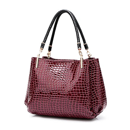 Fashion Alligator pattern pu leather handbag Red 33CM