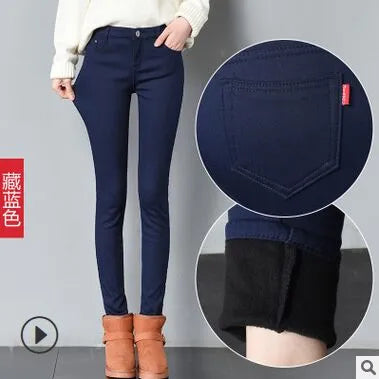 Women Winter Warm Skinny Femme Trousers