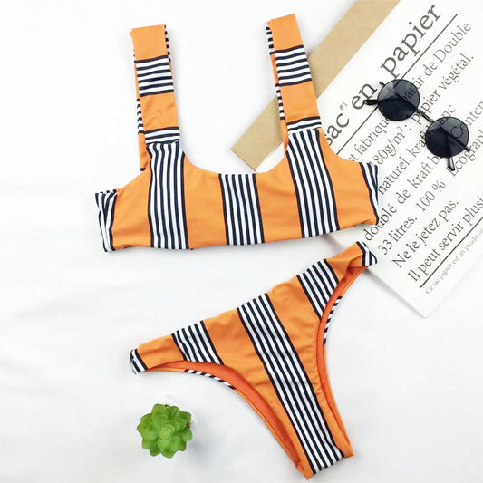 Women Stripe Print finest Swimwear