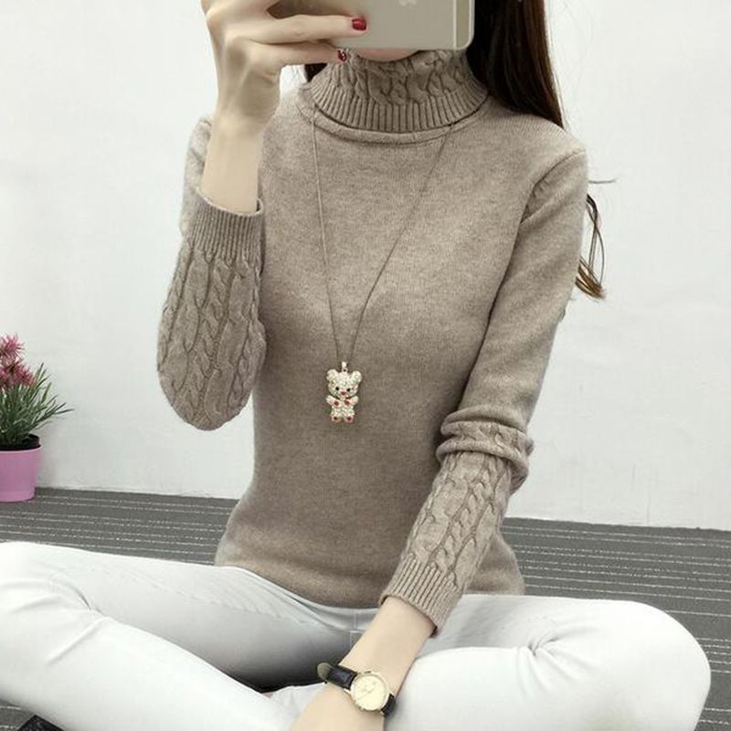 Women turtle neck knitted Sweater Top