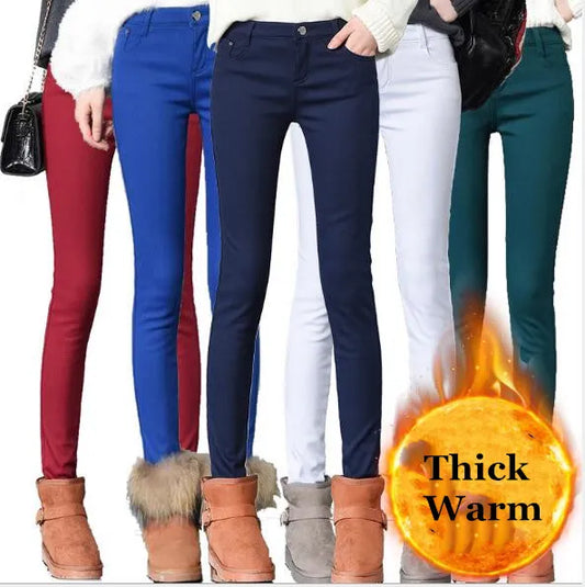 Women Winter Warm Skinny Femme Trousers