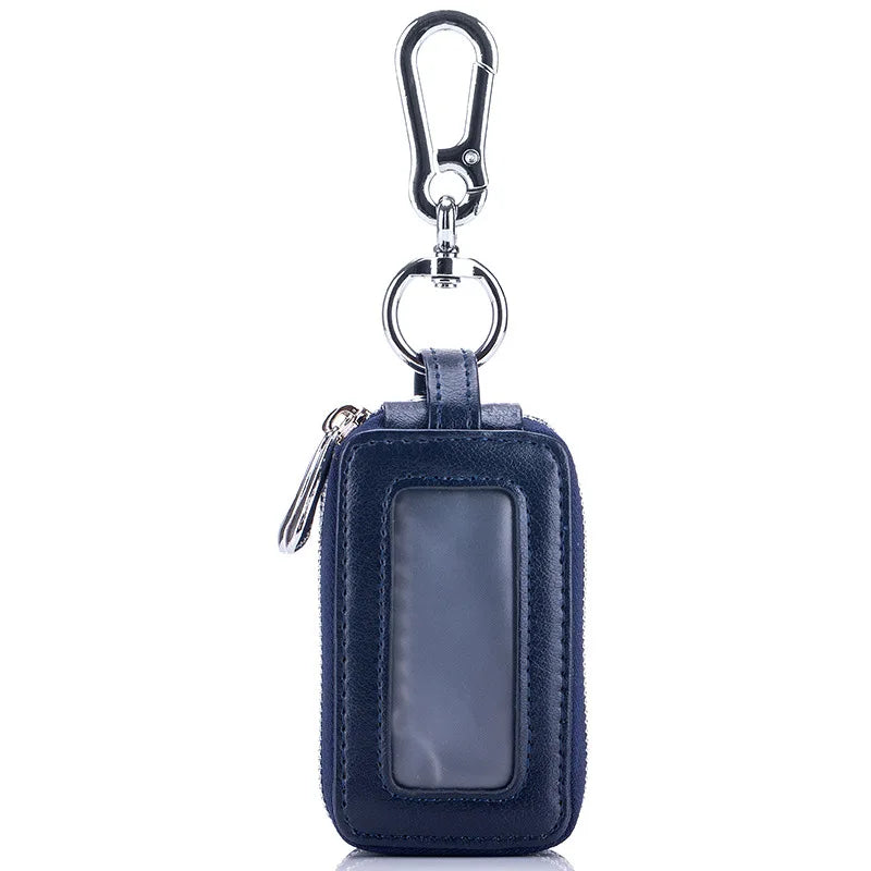 Genuine Cow Leather Car Keys Bag deep blue