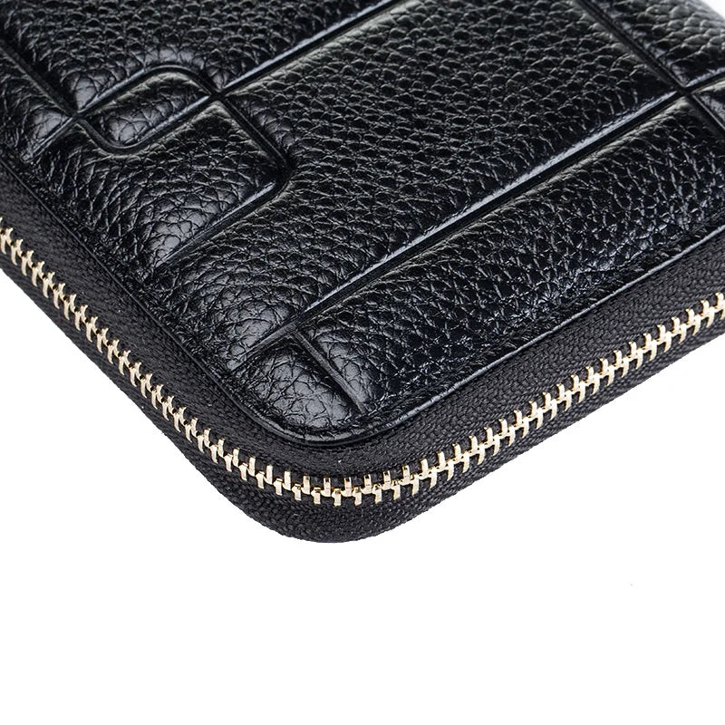 Women's Long zipper Purse Genuine Leather