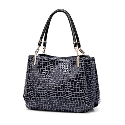 Fashion Alligator pattern pu leather handbag Blue 33CM