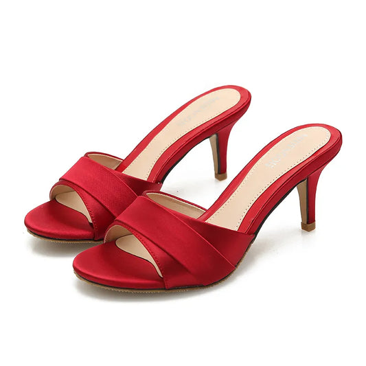 High-heeled Satin Open toe sandals