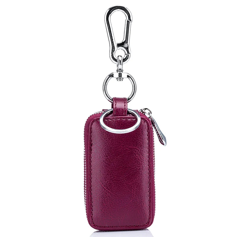 Genuine Cow Leather Car Keys Bag PURPLE